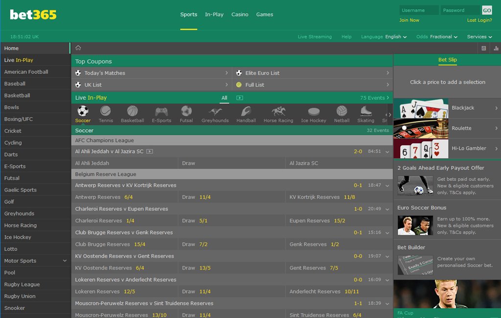 Page d'accueil de bet365