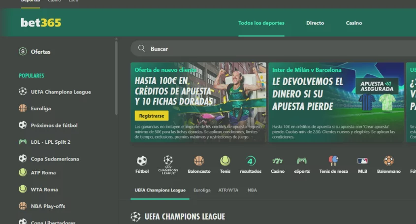 Página principal do bet365