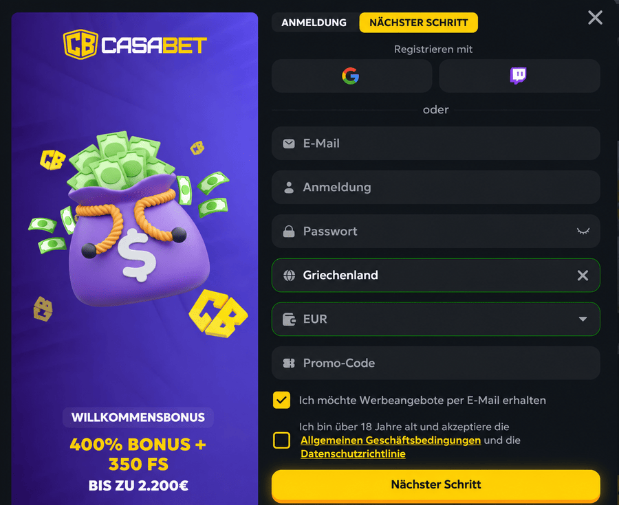 casabet signup