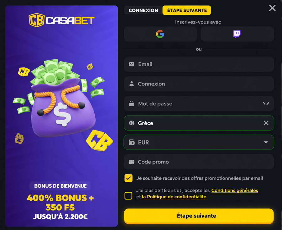 casabet signup