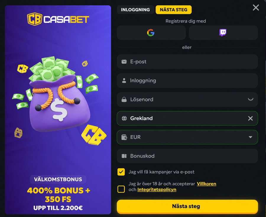 casabet signup