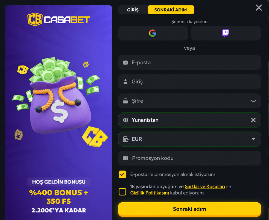 casabet signup
